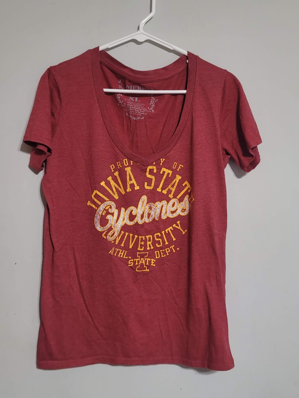 Iowa State University Cyclones Womens Top XL Tee Shirt V Neck Isu Cotton Blend